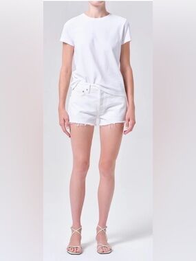 AGOLDE Parker Vintage Cut Off Shorts High Rise Dough White Button Fly Size 29